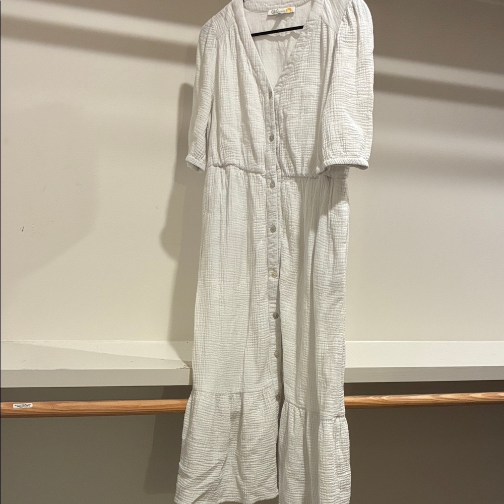 C&C California Light Gray Long Sleeve Dress